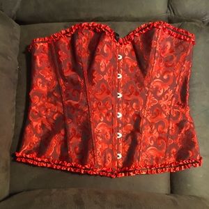 Red and Black Boned-Corset